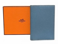 Hermes Agenda Cover Blue Jean Epsom Leather Planner Passport Authentic