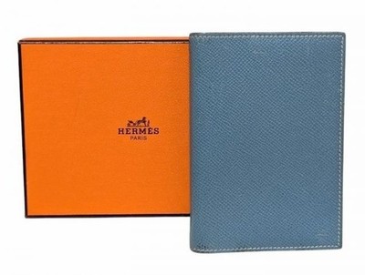 Hermes Agenda Cover Blue Jean Epsom Leather Planner Passport Authentic 