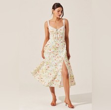 ASTR The Label NWOT Julietta Floral Corset Midi Dress Slit Milkmaid Lined Small