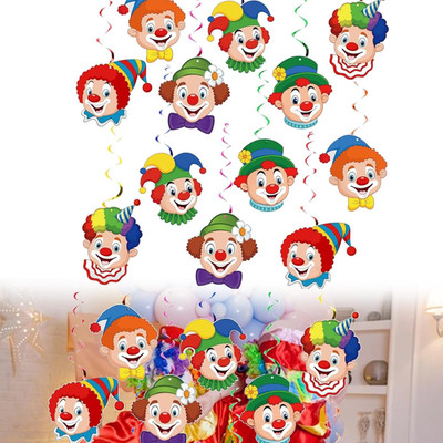 12 Stück Clown Girlande Karneval,Zirkus Dekoration Party,Zircus Clown Hängedeko,