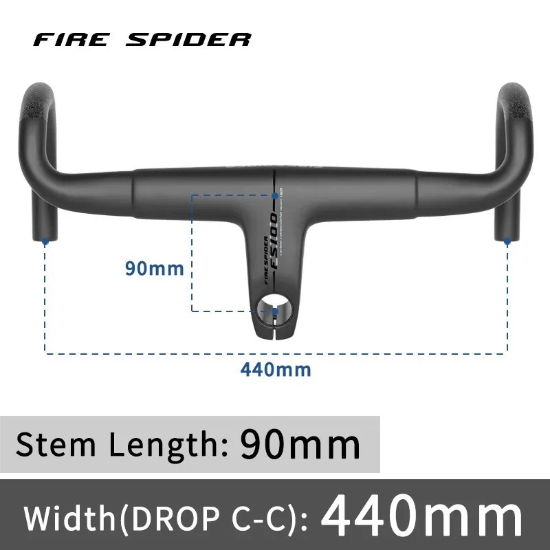 Guidon Monobloc Fire Spider FS100 Ultra Léger en Carbone Toray T1000