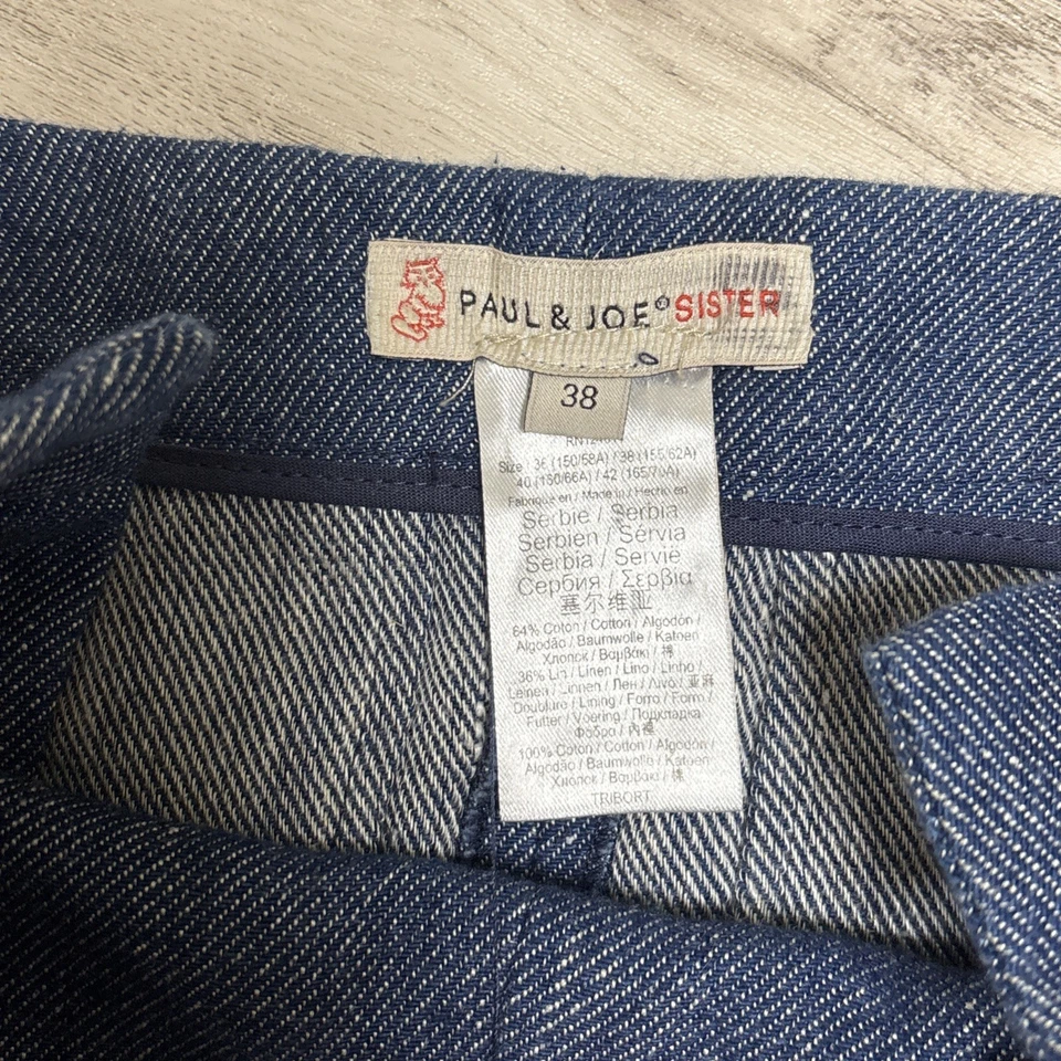Falda Paul & Joe Sister para mujer 38 índigo mezcla de lino marinero botón delantero sin forro Foto 3 de 4