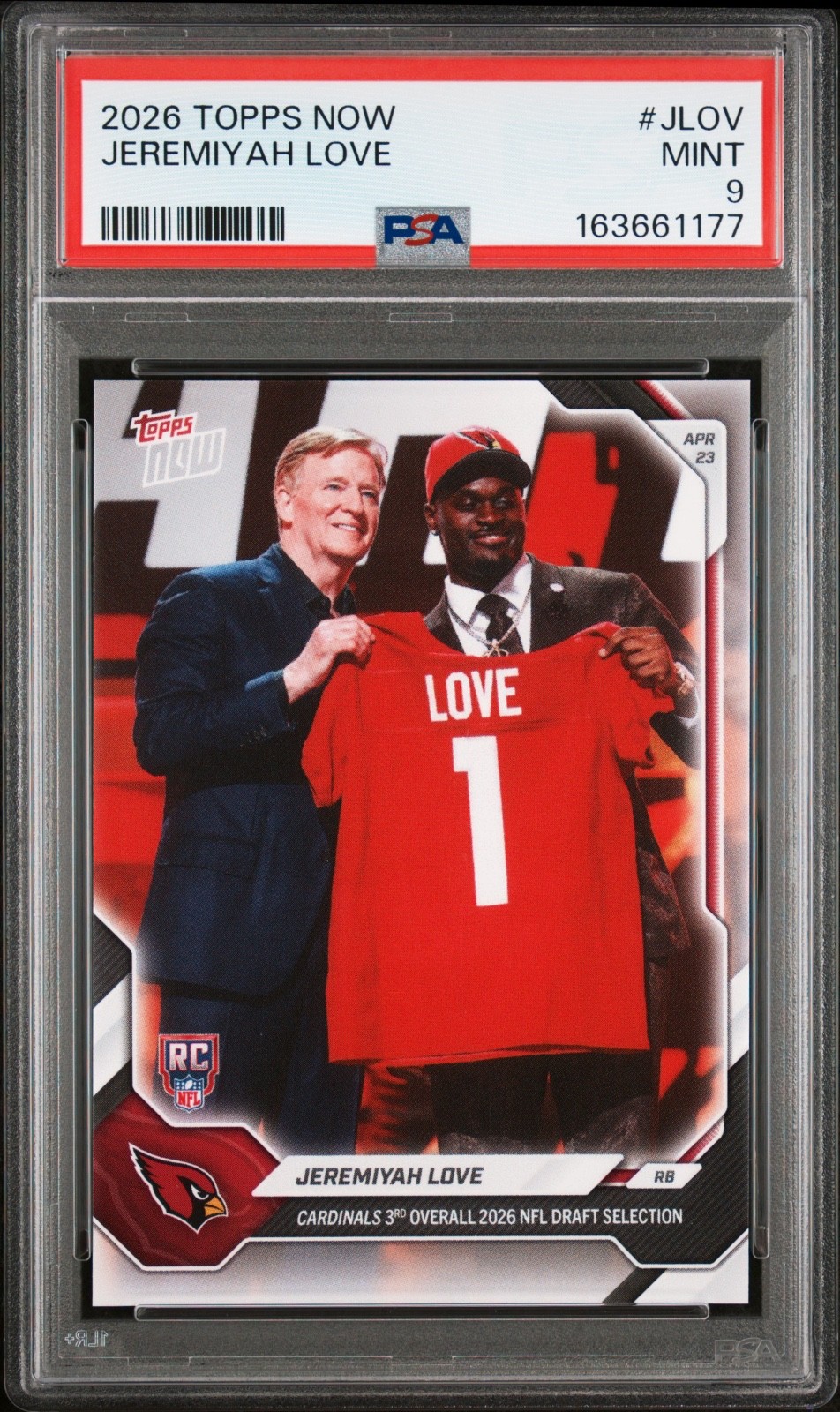 2026 Topps Now Jeremiah Love 3rd Overall Pick Rookie #JLOV PSA 9 Mint