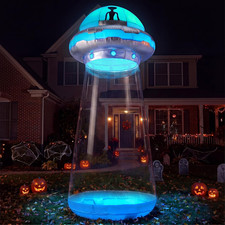 9 FT Tall Halloween Inflatable UFO Outdoor Decorations, Halloween Blow Ups UFO A