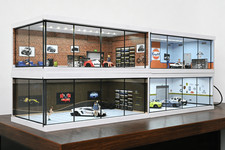 1:64 Diorama Diecast Garage Model LED Lighting Car Showroom Scene Display Case