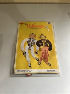 Vtg Biestle Halloween Scarecrow Pumpkin Honeycomb Paper Hanging Wall Decor NEW