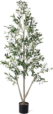 5FT Faux Olive Tree with Natural Trunk & Planter - Indoor Decor for Home & Offic
