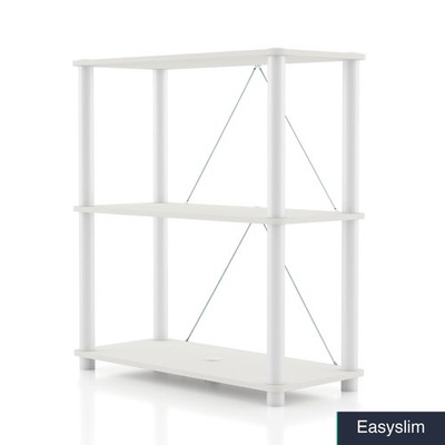 3-Tier Shelving Unit White Modern 27.6''W x 12''D x 30.1''H
