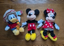 Vintage Plush Mickey, Mini Mouse Donald Toy Walt Disneyland Lot Of 3