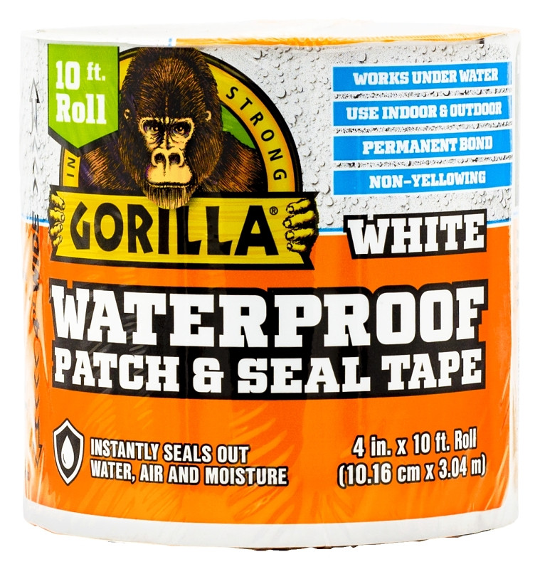 Gorilla Waterproof Patch & Seal Tape 4" x 10' White, (Pack of 1)