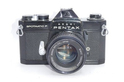 Asahi Pentax Spotamtic F analoge 35-mm-Spiegelreflexkamera schwarz Gehäuse + 55 mm f/2 Prime-Objektiv