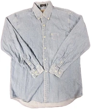 Cutter & Buck Denim Button Down Shirt Men's Small Collared Blue 100% Cotton