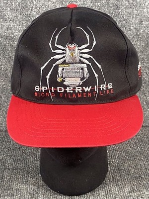 Vintage SpiderWire Spectra 2000 Snapback Hat Fishing Line Promo Cap Black Red