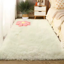 Tapis laine de soie blanc 120x160 cm salon chambre doux cosy