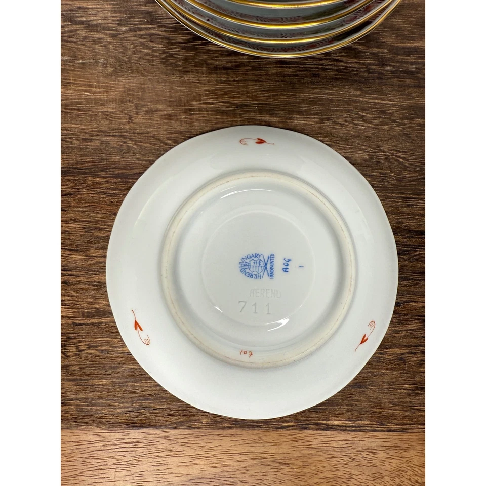 Lote de 8 platillos Herend Hungría porcelana óxido Demitasse 4,5" Foto 3 de 4