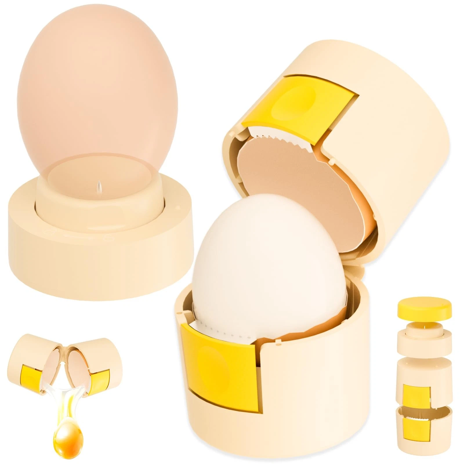 Upgraded 2 in 1 Egg Shell Opener, Hard Boiled Egg Peeler with Piercer, Cute E...
Opens in a new wind