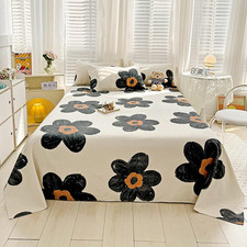 Black Floral King Bed Sheet Set - 4 Pcs with Pillowcases