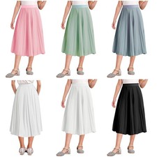 Kids Girls Pleated Birthday A-line Flowy Skirt Summer Outfit Swing Daily Wear