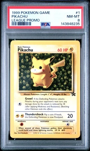 1999 POKEMON LEAGUE PROMO #1 PIKACHU PSA 8