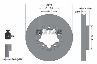2 x TEXTAR 92324003 Bremsscheibe für NISSAN,RENAULT TRUCKS