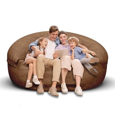 Bean Bag Chair for Adults 6ft-71x71x26in（Capacity: 4-5 People） Deep Coffee