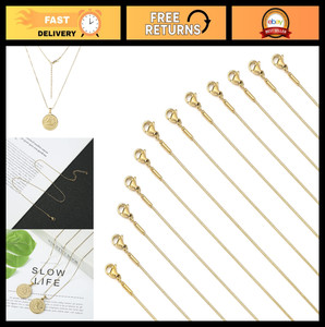 Authentic 12 Pcs Gold Plated Snake Chains for DIY Jewelry Making, 1mm Thin
