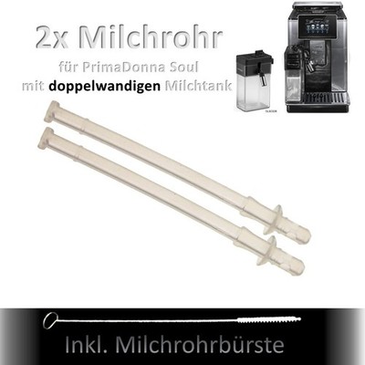 2x DeLonghi Milchrohr PrimaDonna Soul z.B. 610.75 Milchschlauch Milchansaugrohr