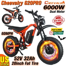 Cheevalry G20PRO 6000W 52V 32AH Electric Bikes 60 MPH Mountain Bike E-motorcycle