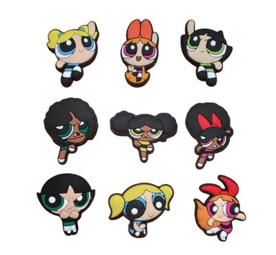 Girls Superhero Cartoon Croc Shoe Charms Set of 9
