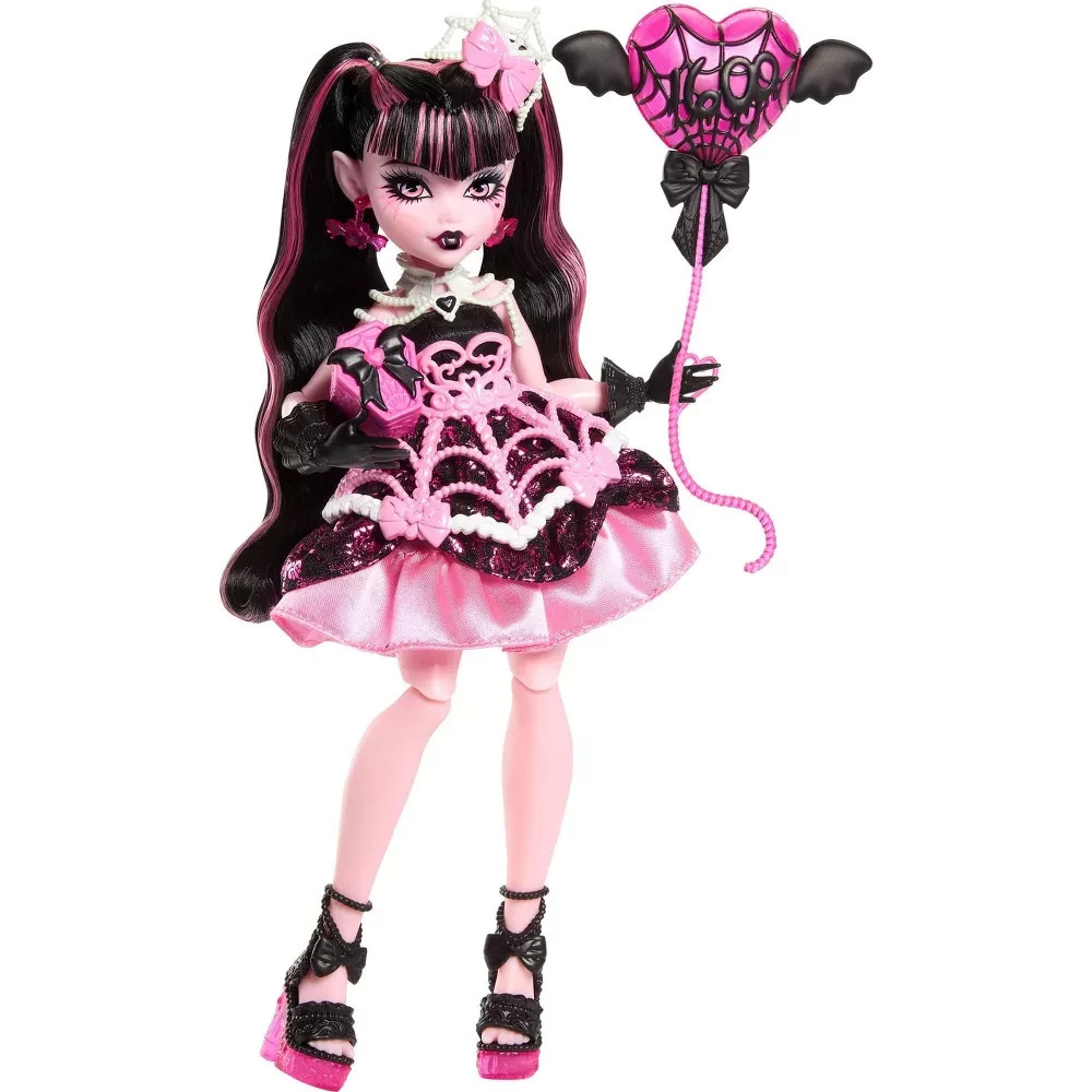 Monster High Scary Sweet Birthday Draculaura Doll in Party Dress with Balloon &