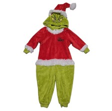 Dr Seuss The Grinch Toddler 2T Santa Costume One Piece Hooded Christmas Pajamas