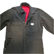VTG Big Mac 70  s Penn-Prest Olive Green Workwear Coveralls Quilt Red Lining