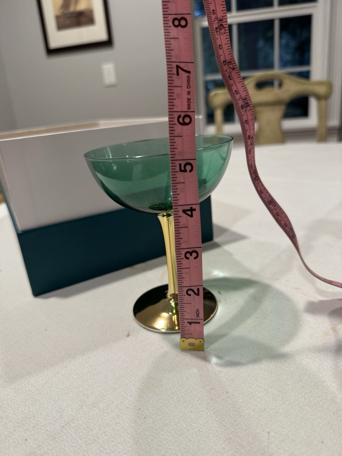 The Wine Savant Green Gold Coupe Art Deco Champagne Glasses Set Of 4 Gift Box