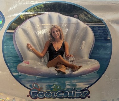 PoolCandy Giant Oyster Float Glitter Pearl Ball Pool Float New Open Box READ