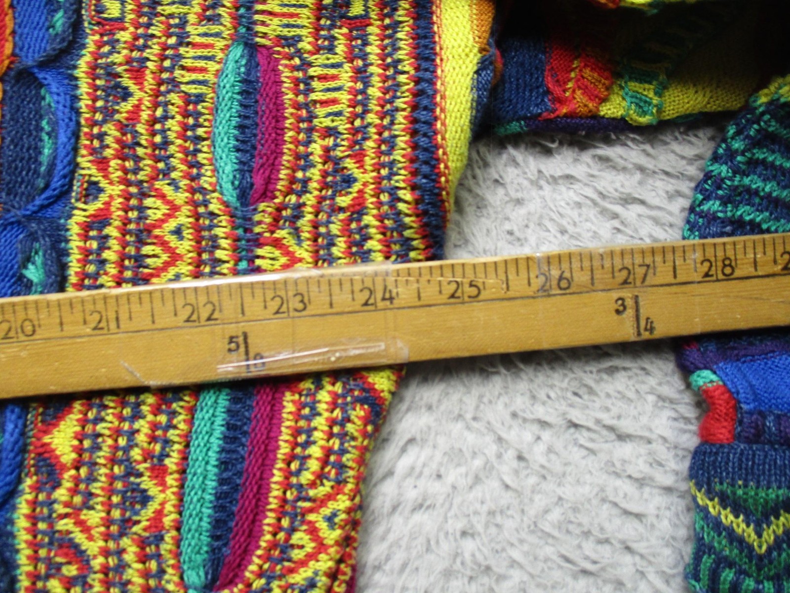 Vintage Coogi Blues Sweater Mens Large 3D Cable Knit Colorful Australia 90s image 8
