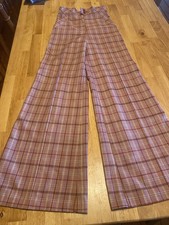 vintage bell bottoms Plaid Pants Size 0 Beautiful Pink Plaid 70  s Groovy Girls