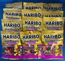 (12) Haribo Goldbears Gummies Wild Berry 5oz. Bags, Bulk, Lot, BB: 10/2026