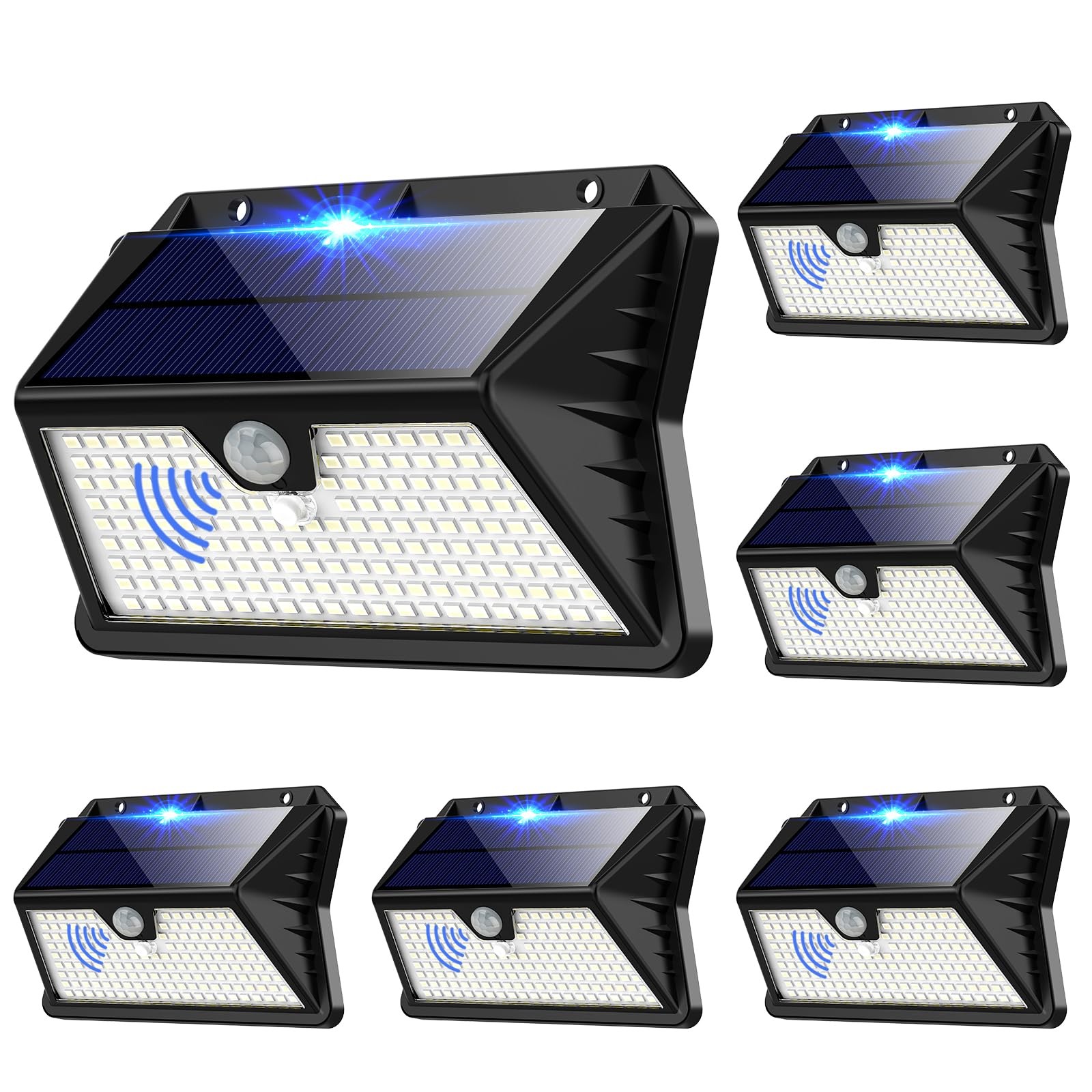 6x Lampade Solari LED Esterno Design Moderno - Kit Faretti Autonomi IP65