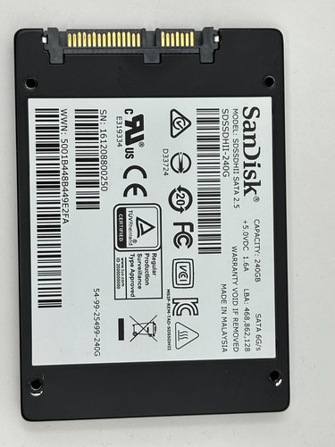 SanDisk Plus 240GB Internal SSD (SDSSDA-240G) SATA 6G/s wenig gelaufen