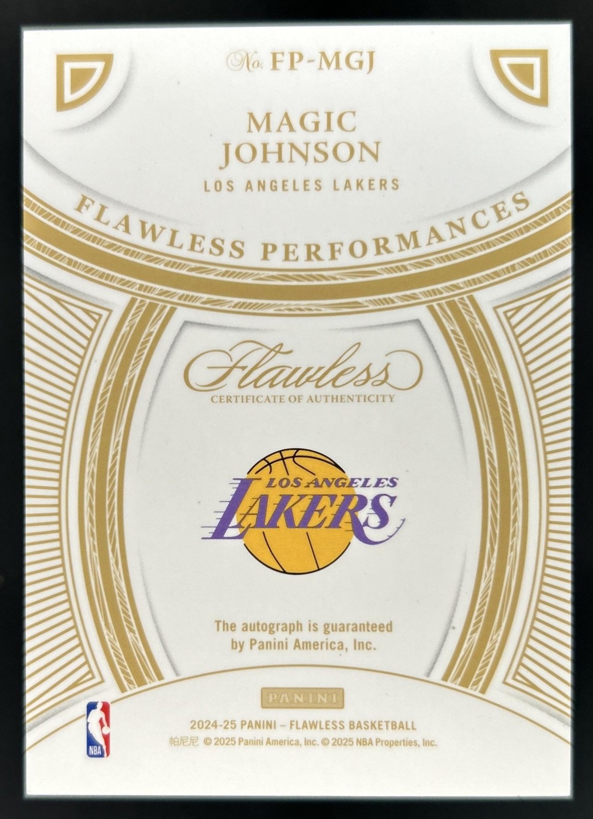 2024-25 Panini Flawless Magic Johnson Performances Gold Auto Autograph #/10 view 2