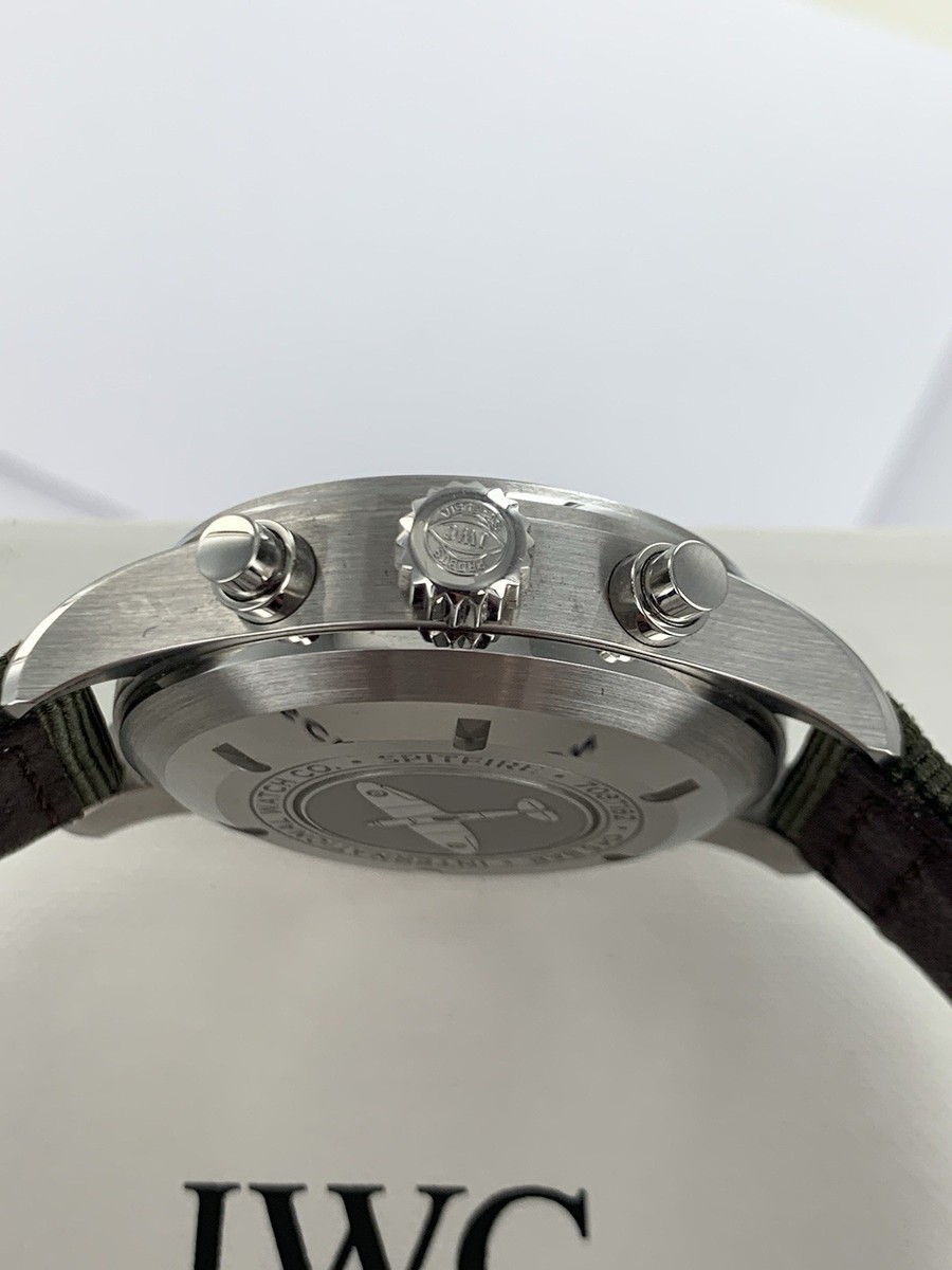 Gents IWC Spitfire Chronograph Full Set 2022 Green Nato Ex