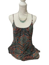 Stylish BohoGeometric Print Spaghetti Strap Dress Size Medium With Boho Necklace
