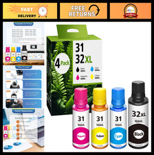 31 32XL Ink Bottle Set - Replacement for HP Smart Tank 5101 7602 6001 5000 - Ref