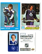 DARRYL SITTLER TOPPS 1973-74 #132 + 77-78 #38 & 2017-18 UD  CREDENTIALS #NHL-DS
