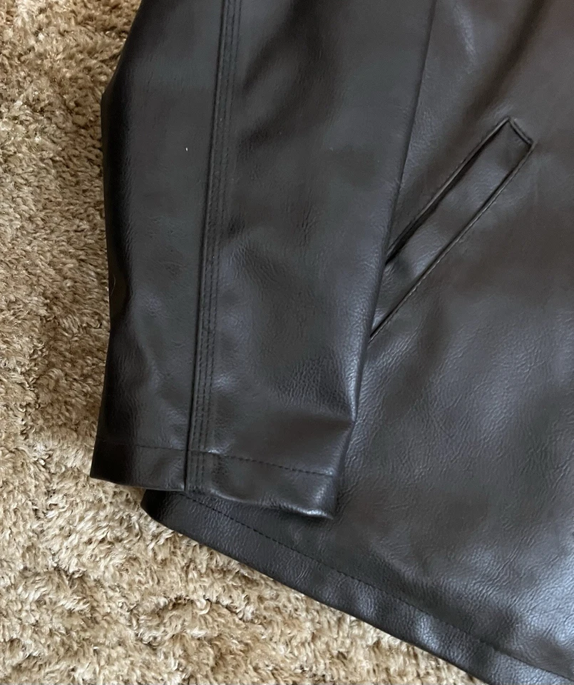 Polo vintage NOS EE. UU. Assn. Chaqueta Bomber Grande Imitación Cuero Años 80 90 Discoteca Foto 4 de 4