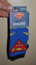 Men's Superman Athletic Crew Socks Licensed DC Comics Sock Sz 10-13 Shoe Sz 8-12