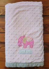 Blankets and Beyond Pink Elephant Baby Blanket Minky Dots Lovey Security