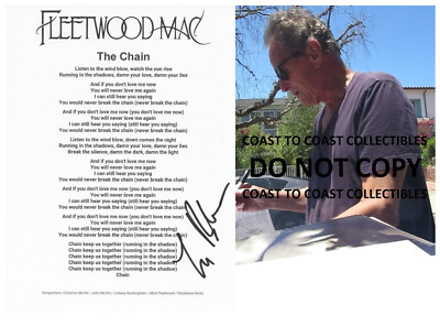 Lindsey Buckingham Signed Fleetwood Mac The Chain Lyrics Sheet Proof Autographed