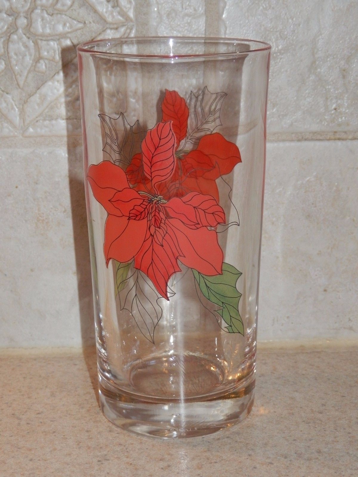 Block China Patterns BLOCK CHINA POINSETTIA PATTERN 12 OZ FLAT TUMBLER 5 7/8