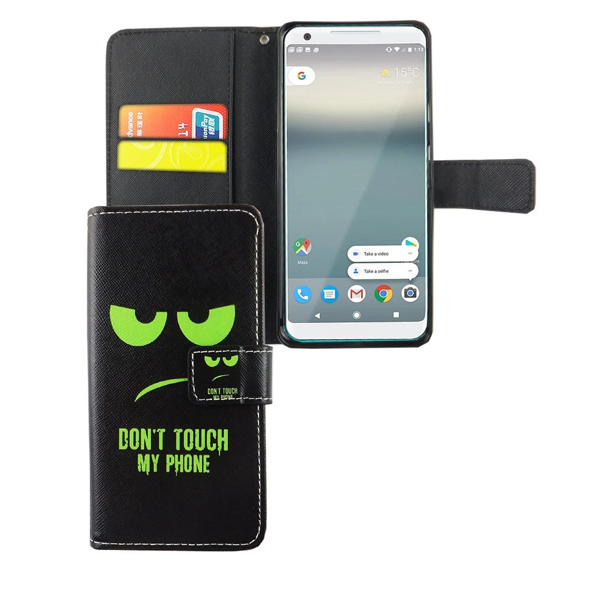 Xinyunew Cover Per Google Pixel 5XL/Pixel 4A 5G - Custodia Portafoglio In Pelle Con Vetro Temperato, 360° E Supporto, Nero
